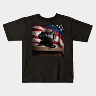 Patriotic Black Lab Puppy Kids T-Shirt